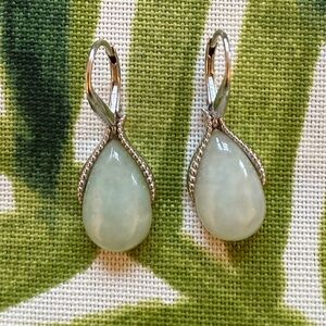 Burmese Jade and Silver Teardrop Earrings